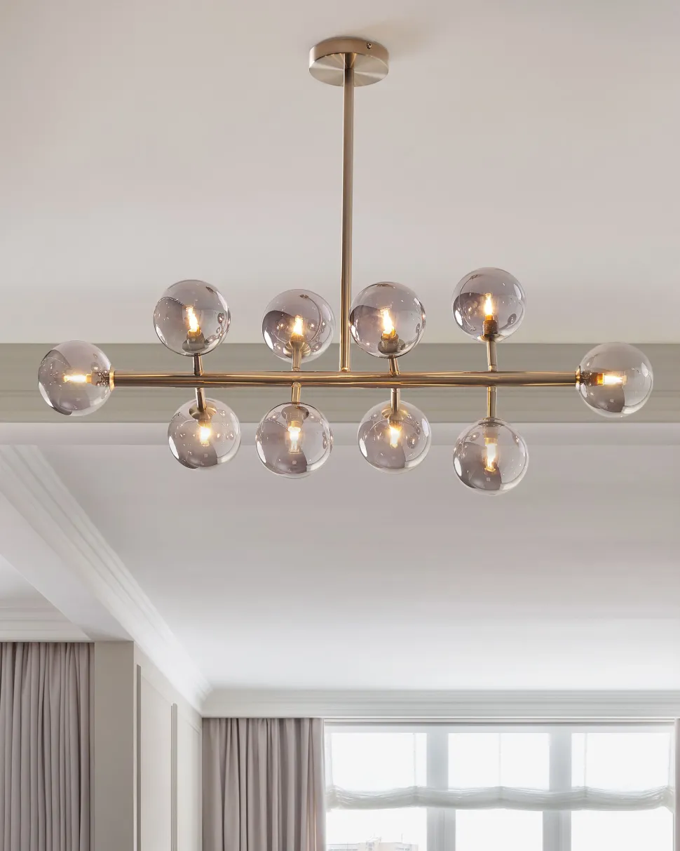 Hangelampe Mit 10 Leuchte Silber Ramis