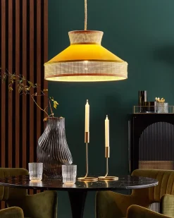 Hangelampe Rattan Gelb / Naturlich Batali