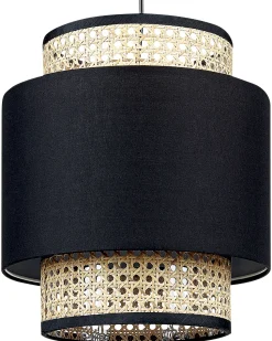 Hangelampe Rattan Schwarz / Naturlich Boeri