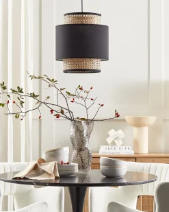 Hangelampe Rattan Schwarz / Naturlich Boeri
