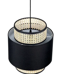 Hangelampe Rattan Schwarz / Naturlich Boeri