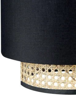 Hangelampe Rattan Schwarz / Naturlich Boeri