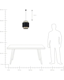 Hangelampe Rattan Schwarz / Naturlich Boeri