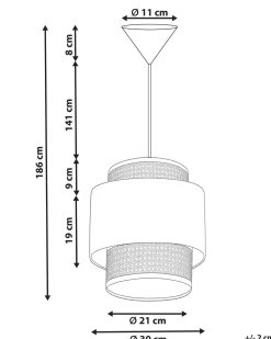 Hangelampe Rattan Schwarz / Naturlich Boeri