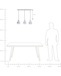 Hangeleuchte Beton Hellgrau 3-Flammig Glockenform Luni