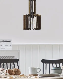 Hangeleuchte Dunkler Holzfarbton Glockenform Niari