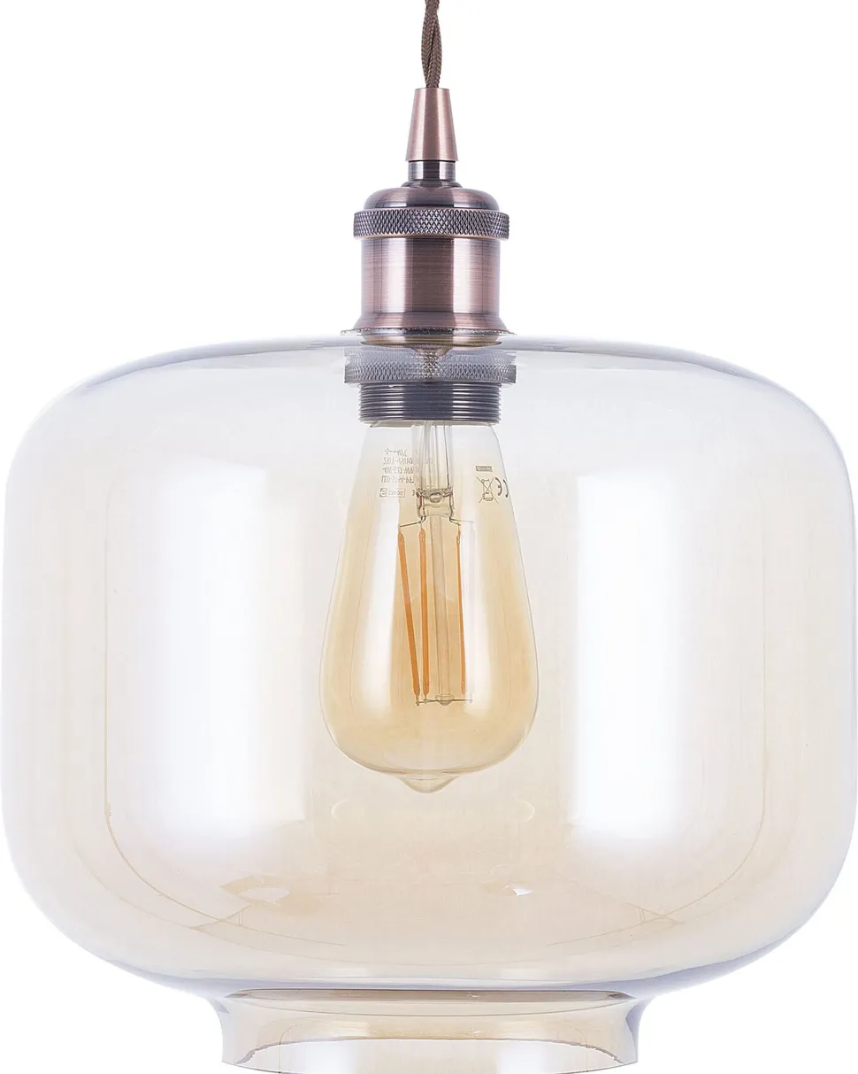 Hangeleuchte Glas Kupfer Trommelform Lanata