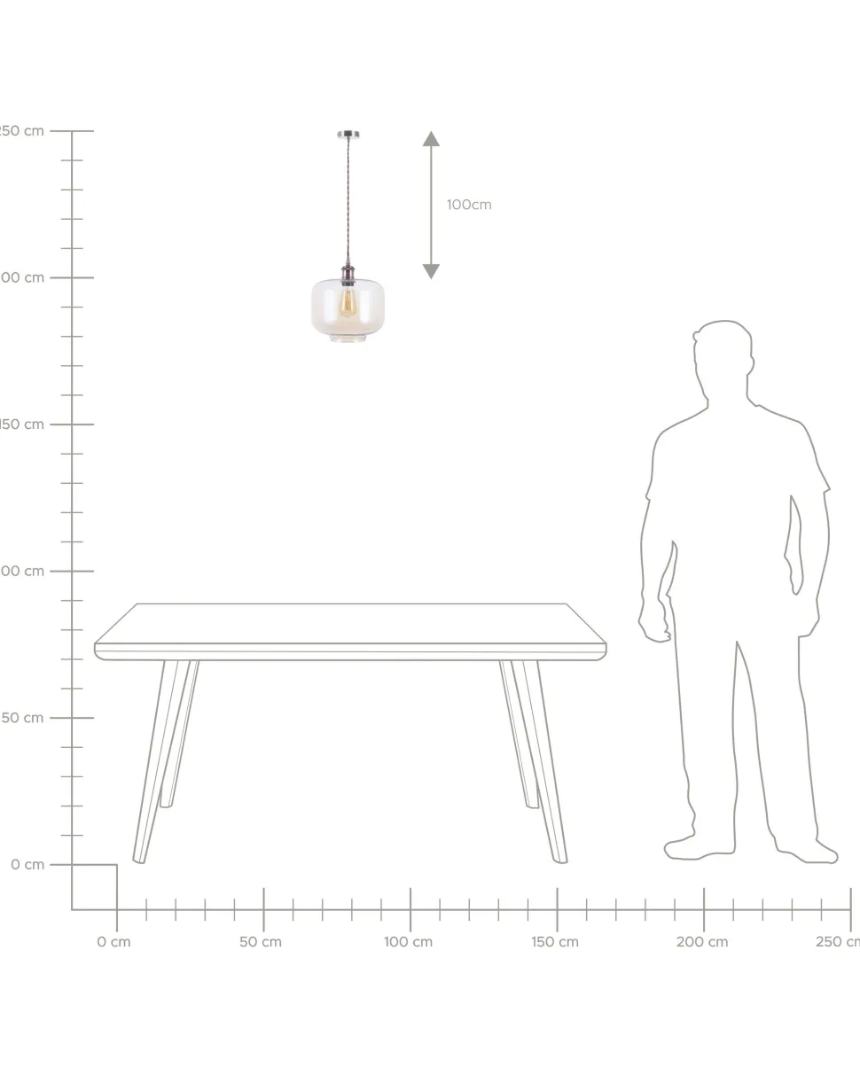 Hangeleuchte Glas Kupfer Trommelform Lanata