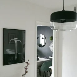 Hangeleuchte Glas Schwarz / Transparent Rund Murray