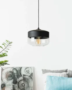 Hangeleuchte Glas Schwarz / Transparent Rund Murray