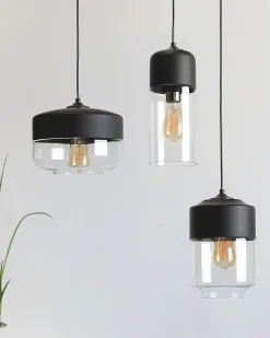Hangeleuchte Glas Schwarz / Transparent Rund Murray