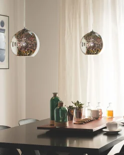 Hangeleuchte Glas Silber Kugelform Sessera
