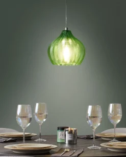 Hangeleuchte Glas Smaragdgrun Glockenform Keila