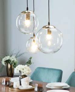 Hangeleuchte Glas Transparent 3-Flammig Kugelform Ladon