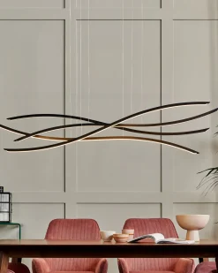 Hangeleuchte Led Schwarz 4-Flammig Wellenform Calao