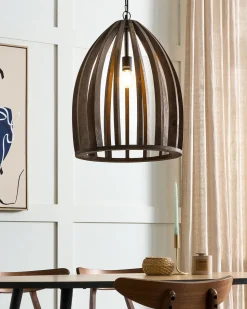 Hangeleuchte Mango Holz Dunkelbraun Gitter-Design Manair