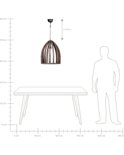 Hangeleuchte Mango Holz Dunkelbraun Gitter-Design Manair