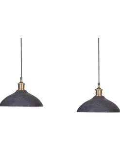 Hangeleuchte Mango Holz Schwarz / Messing 2-Flammig Kegelform Cheyyar