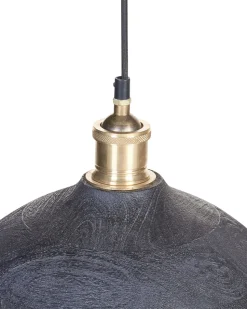 Hangeleuchte Mango Holz Schwarz / Messing 2-Flammig Kegelform Cheyyar