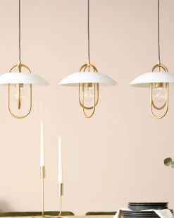 Hangeleuchte Metall Gold / Weis 3-Flammig Nattai