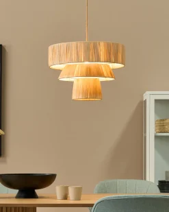 Hangeleuchte Papier Naturlich Wasserfall-Optik Rund Chambo