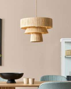 Hangeleuchte Papier Naturlich Wasserfall-Optik Rund Chambo