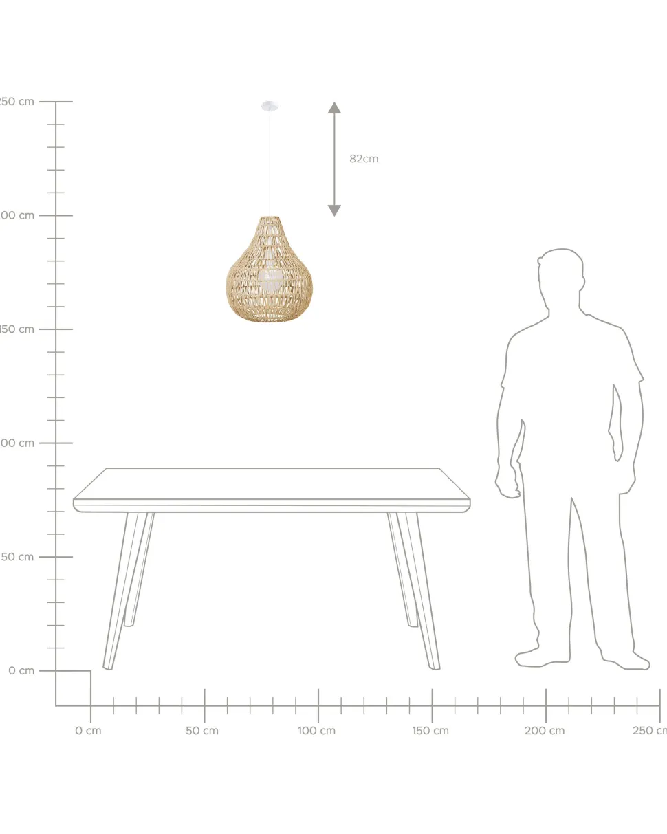 Hangeleuchte Papiergeflecht Sandbeige Tropfenform Molopo