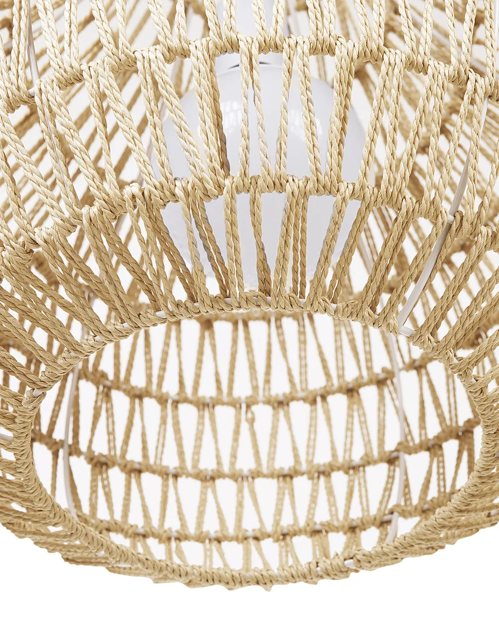 Hangeleuchte Papiergeflecht Sandbeige Tropfenform Molopo