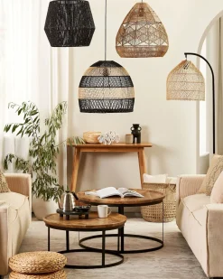 Hangeleuchte Rattan Naturlich / Schwarz Rund Bumi