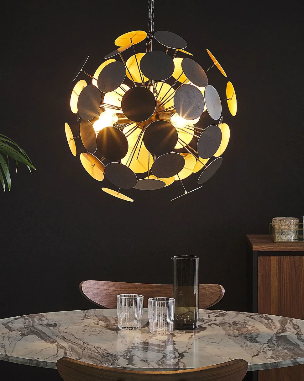 Hangeleuchte Schwarz / Gold 4-Flammig Geometrisch Maritsa