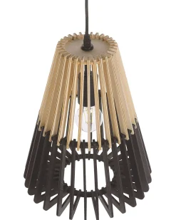 Hangeleuchte Schwarz / Heller Holzfarbton Kegelform Cavalla