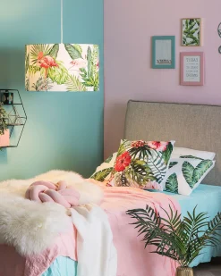 Hangeleuchte Weis Trommelform Flamingo