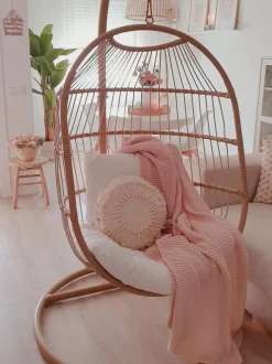 Hangesessel Mit Gestell O 102 Cm Rattan / Flechtseil Naturlich Alba