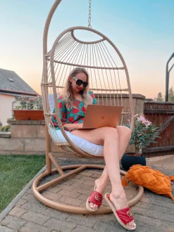 Hangesessel Mit Gestell O 102 Cm Rattan / Flechtseil Naturlich Alba