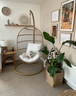 Hangesessel Mit Gestell O 102 Cm Rattan / Flechtseil Naturlich Alba