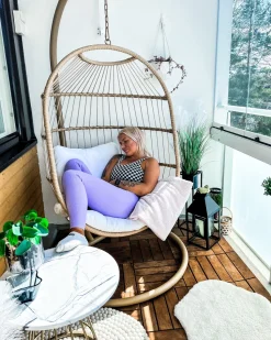 Hangesessel Mit Gestell O 102 Cm Rattan / Flechtseil Naturlich Alba