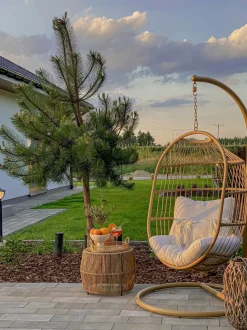 Hangesessel Mit Gestell O 102 Cm Rattan / Flechtseil Naturlich Alba