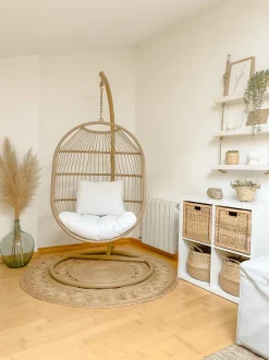 Hangesessel Mit Gestell O 102 Cm Rattan / Flechtseil Naturlich Alba