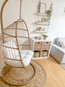 Hangesessel Mit Gestell O 102 Cm Rattan / Flechtseil Naturlich Alba