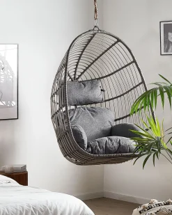 Hangesessel Mit Gestell O 97 Cm Rattan Grau Casoli