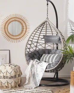 Hangesessel Mit Gestell O 97 Cm Rattan Grau Arsita