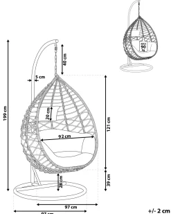 Hangesessel Mit Gestell O 97 Cm Rattan Grau Arsita
