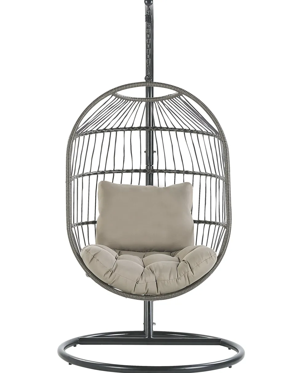 Hangesessel Mit Gestell O 102 Cm Rattan / Flechtseil Schwarz Alba