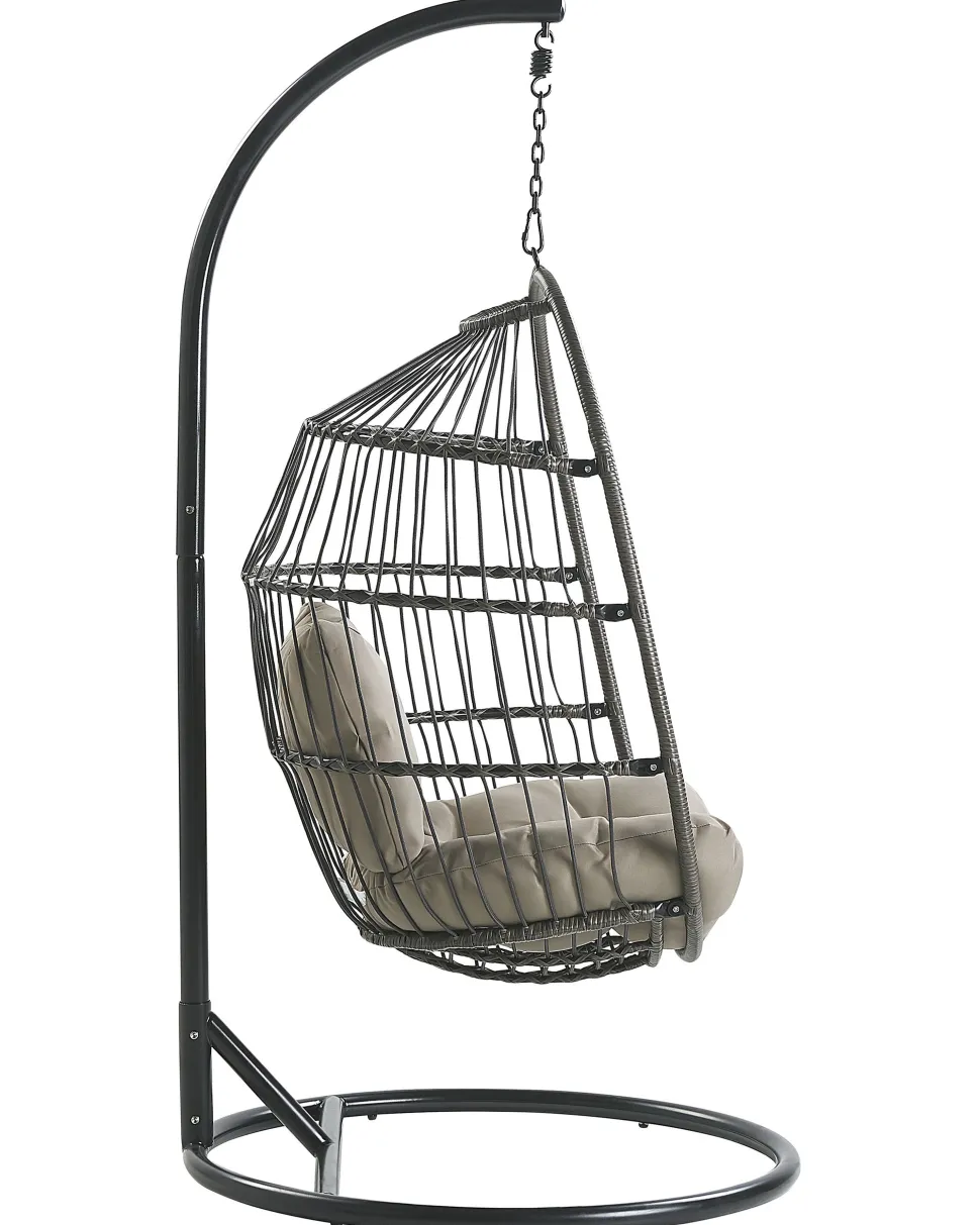 Hangesessel Mit Gestell O 102 Cm Rattan / Flechtseil Schwarz Alba