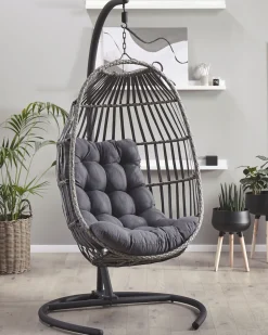 Hangesessel Mit Gestell O 105 Cm Rattan Dunkelgrau Sesia