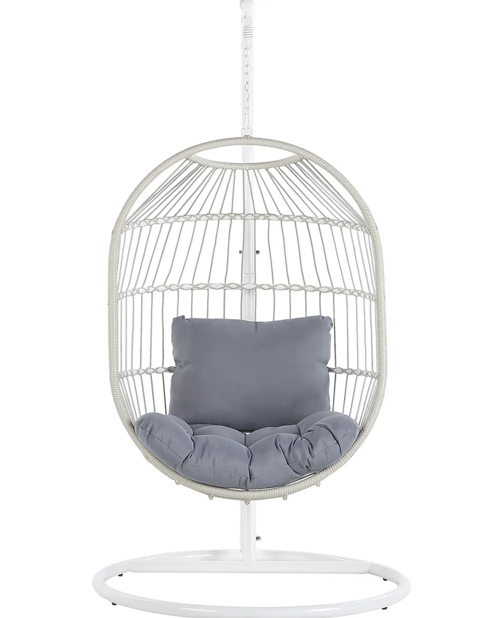 Hangesessel Mit Gestell O 102 Cm Rattan / Flechtseil Weis Alba