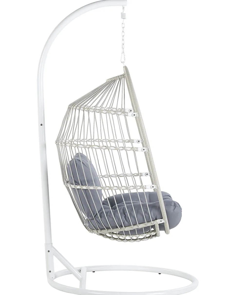 Hangesessel Mit Gestell O 102 Cm Rattan / Flechtseil Weis Alba