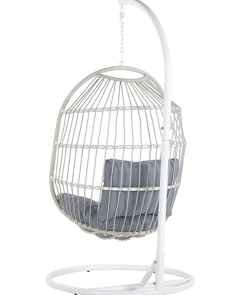 Hangesessel Mit Gestell O 102 Cm Rattan / Flechtseil Weis Alba