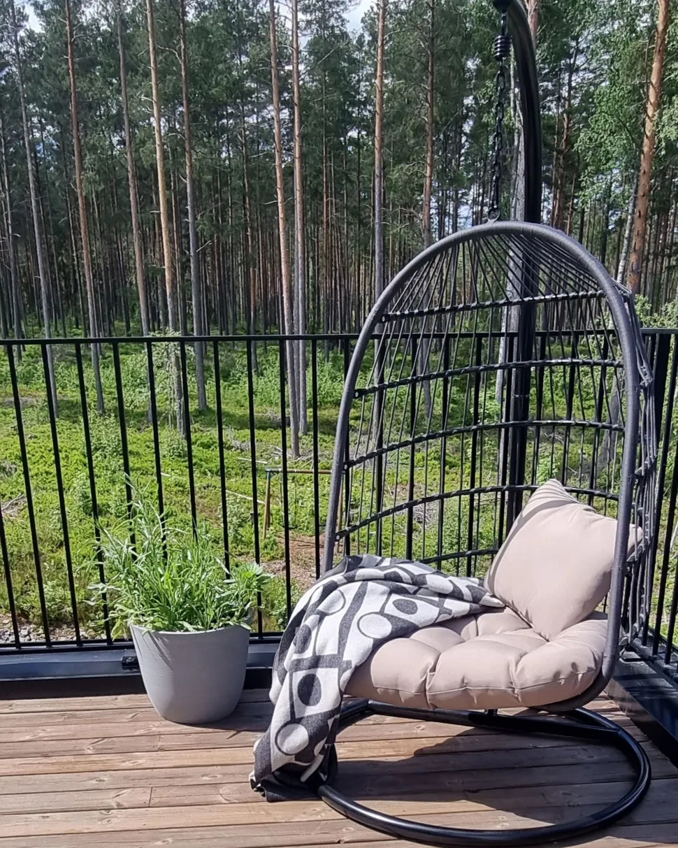 Hangesessel Mit Gestell O 102 Cm Flechtseil Schwarz Allera