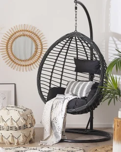Hangesessel Mit Gestell Rattan Schwarz O 97 Cm Tollo
